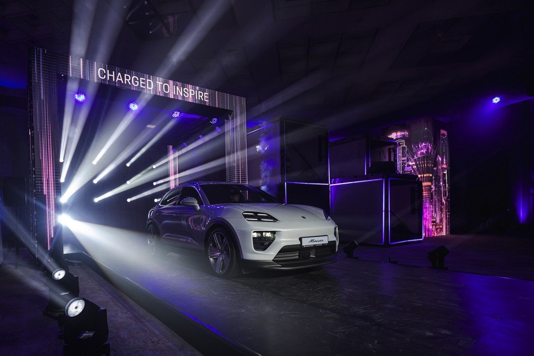 The first all-electric Porsche Macan debuted in Almaty, Kazakhstan.